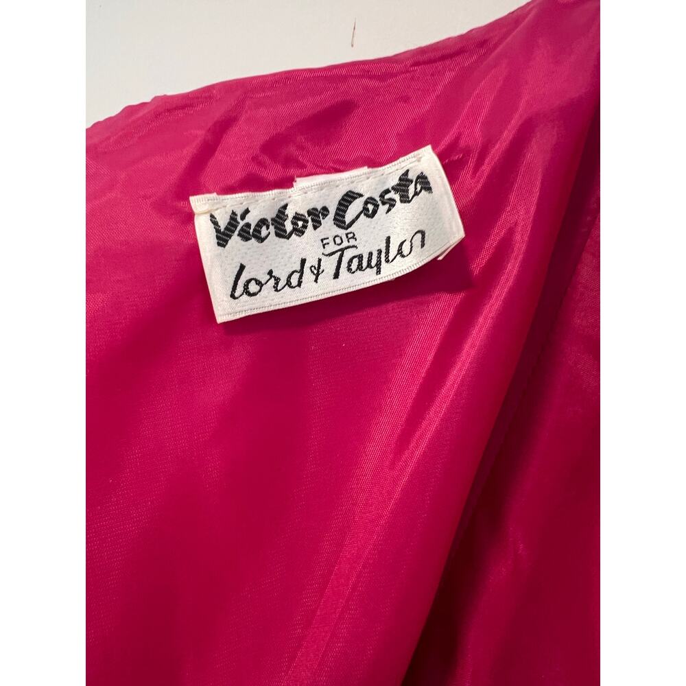 Victor Costa Fuchsia Strapless Evening Gown with Black Coat - Picture 7 of 16